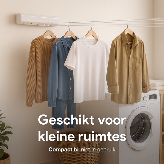 Wand-Wäscheleine ausziehbar - 5 Leinen - 4m Draht - Wäscheständer zum Aufhängen - Wäscheständer zum Aufhängen - Geeignet für Camping, Wohnmobil, Zelten - Ausziehbar - Rollen-Trockenleine - Gestelle - Für draußen und drinnen - Ausziehbar - Luft