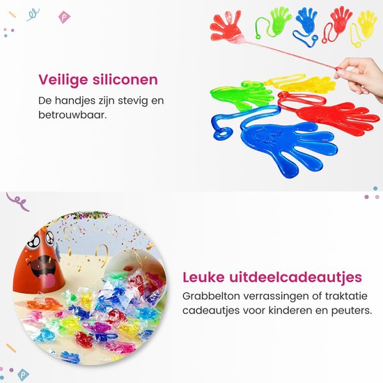 Partizzle 48x Sticky Hands - Sticky Hands Hand Out Gifts - Grabbelton Treat Gifts - Sensory Small Toys - Für Kinder & Kleinkinder