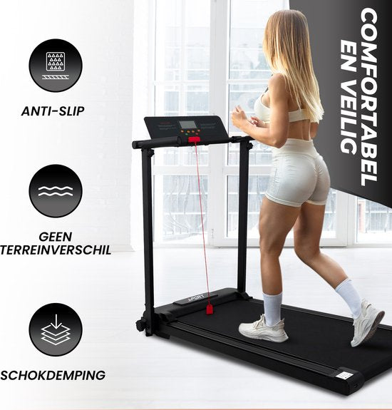 Fitby Laufband - Laufband zusammenklappbar - Walking Pad - Walking Band - 1-10km/h - LED Bildschirm - Schwarz