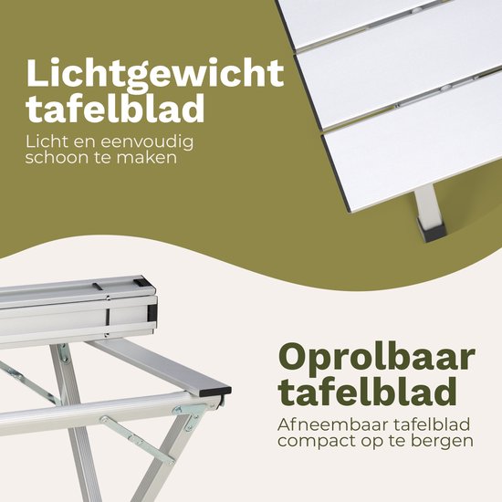 TRVLMORE Campingtisch - 80x58x71 cm - Leichtgewicht mit Aluminiumrahmen - Klapptisch verstellbar - Campingtisch - Klapptisch - Silber