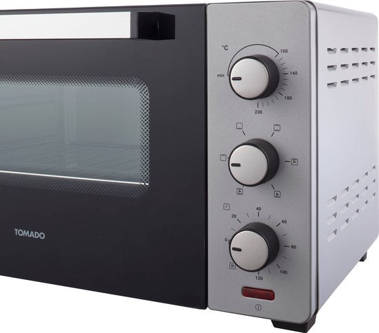 Tomado TEO3000S - Freistehender Backofen - 30 Liter - 1600 Watt - Heißluft - 3 Einschubebenen - Silber