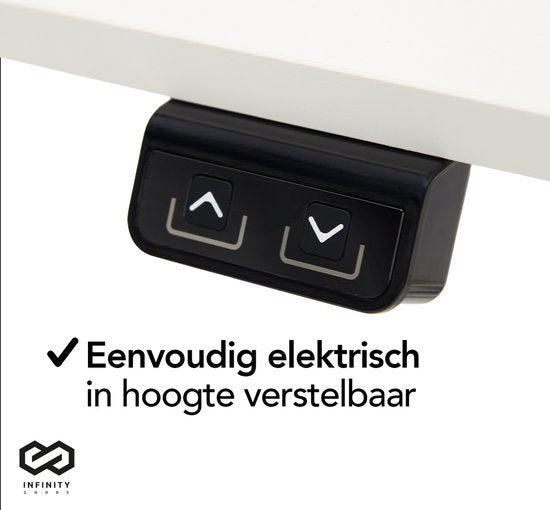Infinity Goods Zit Sta Bureau - Elektrisch höhenverstellbar (von 70 bis 120 cm) - 120 x 60 CM - Weiß