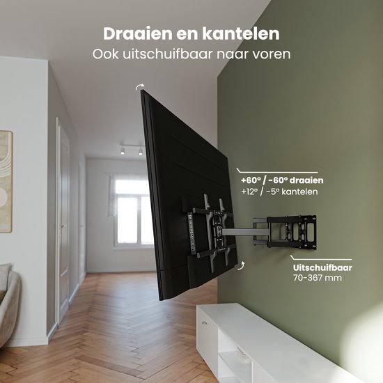 Auronic TV-Halterung - TV-Wandhalterung - drehbar und neigbar - 37 bis 90 Zoll - bis zu 65 KG - Schwarz