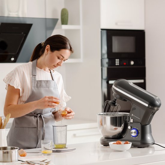 KitchenBrothers Küchenmaschine - Küchenroboter - 5L - Küchenmixer - 1200W - Anthrazit