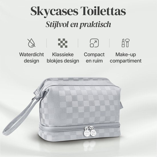 Skycases Travel Essentials - Kulturtasche und Make-up-Organizer - wasserdicht und kompakt - geeignet für Reisen und den täglichen Gebrauch - Unisex - Silber