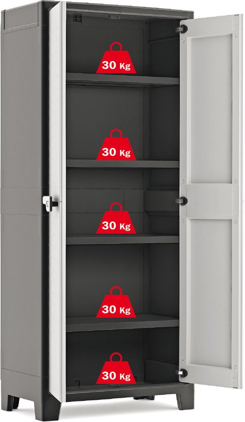 Keter Titan Hochschrank - 4 Fachböden - 80x44x182cm - Schwarz/Grau