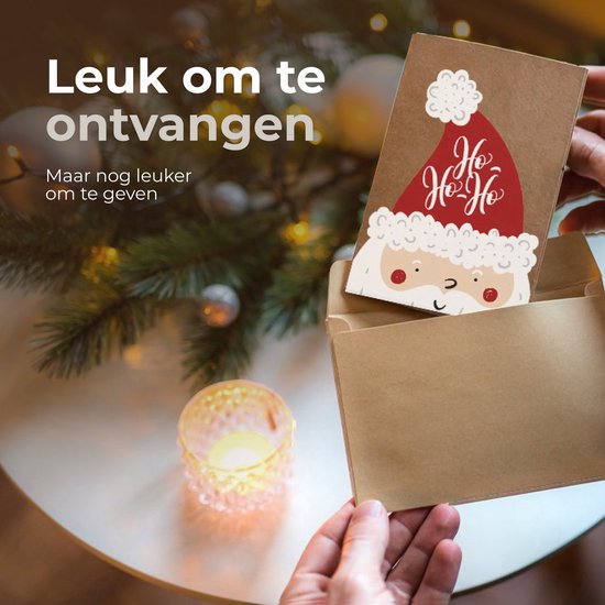 Giftmas Christmas Collection - Grußkarten & Weihnachtskarten Set - 36 Grußkarten mit 12 Motiven - Inklusive Umschläge und Aufkleber - Kraftpapier mit schwarzem Druck für die Feiertage - 20×15 cm