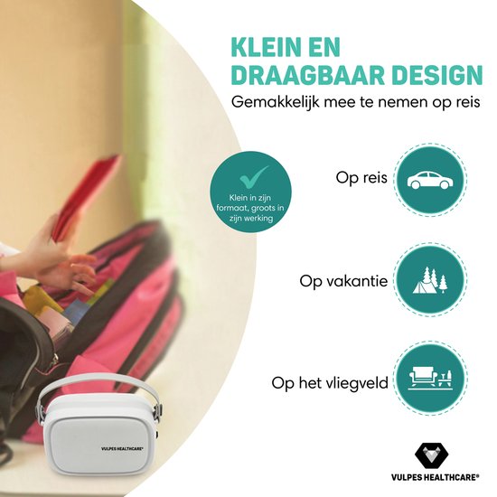 Vulpes Goods® HealthCare - Aerosolgerät - Ultraschallvernebler Inhalator - Vernebler - Inhalationsgerät für Kinder, Erwachsene und Babys - Endlosmodus - Hilft gegen Atemwegserkrankungen - Inkl. 3 Mundstücke