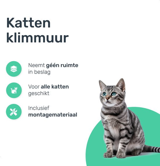 LBB Katzenkletterwand - Für jede Katze geeignet - Inkl. Kratzbaum - Wand - Auch für große Katzen - Wand - Regal - Möbel - Katzenspielzeug - Intelligenz - Spielzeug