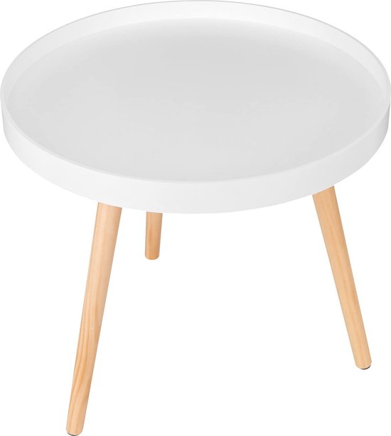 Rootz Beistelltisch - Couchtisch - Nachttisch - Wohnzimmer-Akzent - Lounge-Stand - Beistelltisch - Weiß - 50 x 44 cm (ø x H)