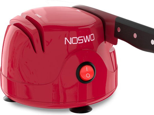Noswo Elektrischer Messerschärfer - Multifunktional - Geeignet für Messer, Schraubendreher und Scheren - Rutschfest - Rot
