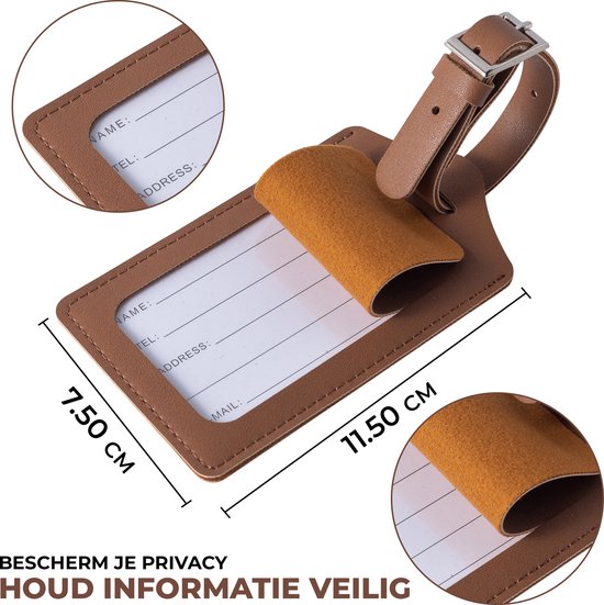 EverNeeds Kofferanhänger - Kofferanhänger für Koffer - Kofferanhänger - Kofferanhänger - PU Leder - Braun - 2 Stück
