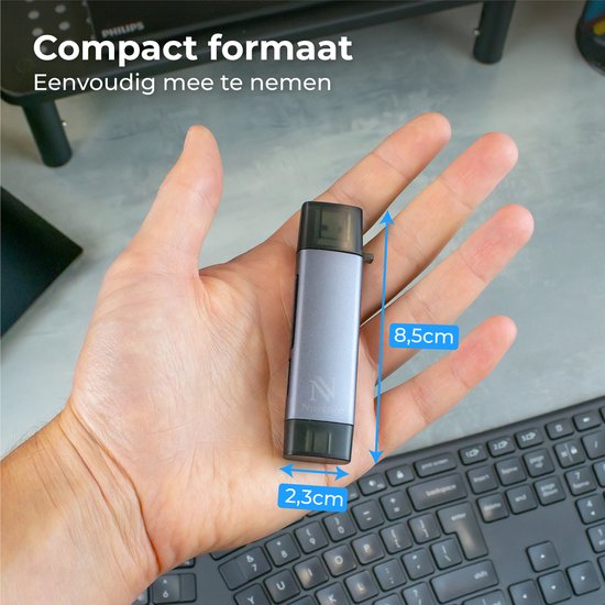 Nuvance - SD-Kartenleser - USB-Stick - SD-Kartenleser USB C - Kartenleser - Micro-USB - Speicherkartenleser - Micro-SD-Adapter - SD-Kartenleser - Micro-SD-Kartenleser - USB 3.0 - Geeignet für alle Smartphones & Computer