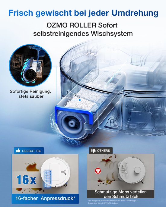 Ecovacs - DEEBOT T80 OMNI WHITE - Staubsaugerroboter mit Wischfunktion