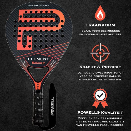 POWELL Padelschläger - Tropfenform - 3K Carbon - inkl. Hülle