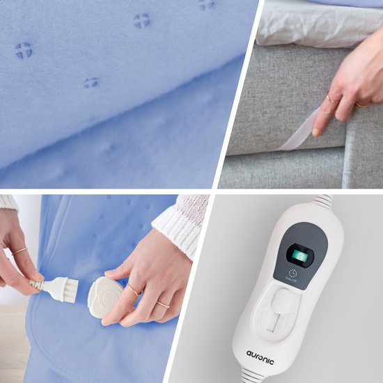 Auronic Electric Blanket - 80x150cm - 1 Person - mit Eckgummis - Heizdecke - Blau