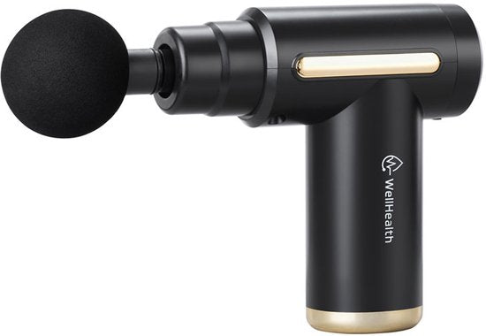 Wellhealth Mini Massagepistole – Muskelmassagegerät – 32 Stufen – Inkl. 4 Aufsätze – Kabellos