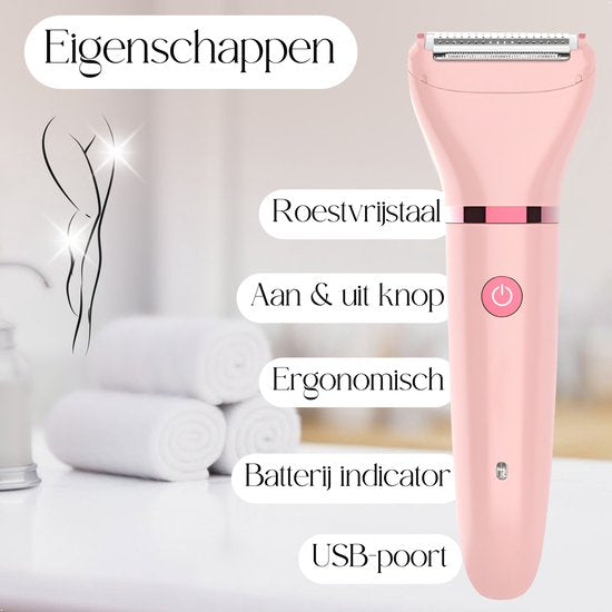 Ladyshave Gesichtsbehandlung - Achselhöhlen - Beine - Bikinizone - Rasierer Frau - Elektrischer Epilierer - Gesichtsenthaarung Damen - Trimmer Frau - Ladyshaves Bikini - USB Wiederaufladbar