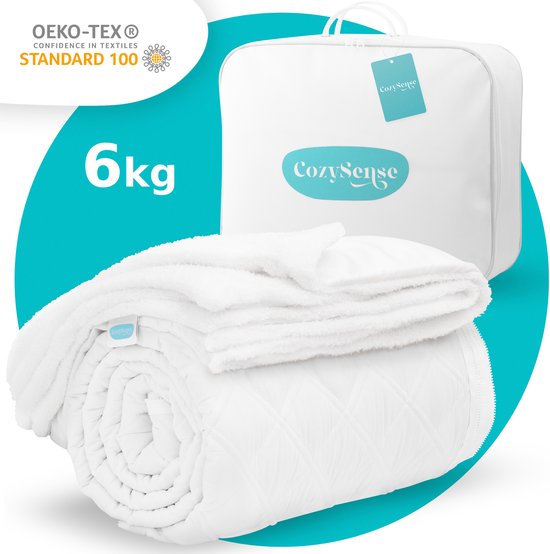 CozySense® Weighted Blanket 6 kg - Gewichtsdecke - Gewichtsdecke mit GLASS-Flow® Druckverteilung - Inklusive waschbarem Bezug - 140x200 cm - Weiß
