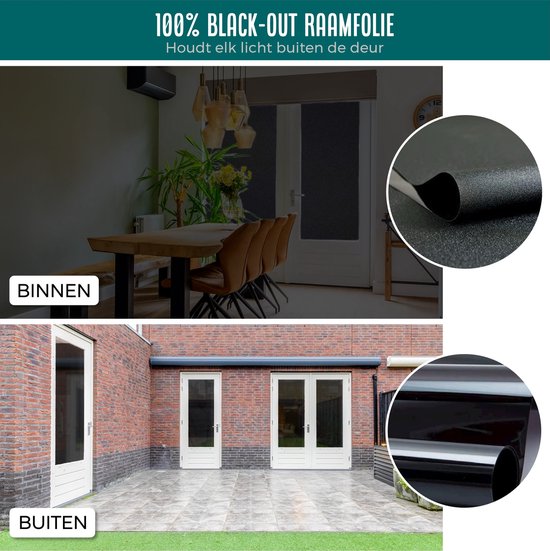 Homewell Verdunkelungstuch 70x300cm - Fensterfolie Verdunkelung - 100% Verdunkelung - Blendschutz, Isolierung und Sonnenschutz - Wiederverwendbar - Statisch - Schwarz
