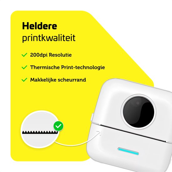 Garpex® Mini-Drucker für das Handy - Taschendrucker - Premium Mini-Fotodrucker - Tragbarer Smartphone-Drucker - Mobiler Fotodrucker - Stickerdrucker - Weiß - Inkl. 5 Rollen Klebepapier + 5 Rollen weißes Papier + 3 Rollen farbiges Papier + 5 Stifte