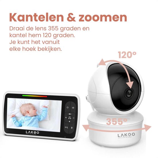 Lakoo PRO 5 Babyphone - mit Kamera und Display - 1080p Full HD - 5-Zoll-Monitor