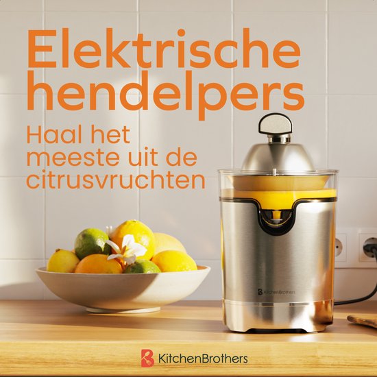KitchenBrothers Zitruspresse - Kompakt - Mit Ausgießer und Presshebel - 0.35L - Edelstahl