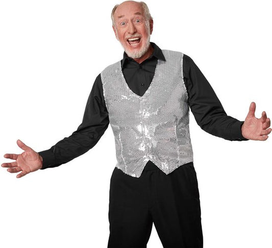 dressforfun - Paillettenweste Herren Silber XXL - Faschingskostüm Kostüm Halloween Kostüm Fasching Kostüm Partykleidung - 303970
