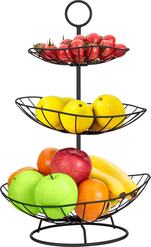 Vaive Chic Obstschale - 3 Schichten - Obst Etagere - Schwarz