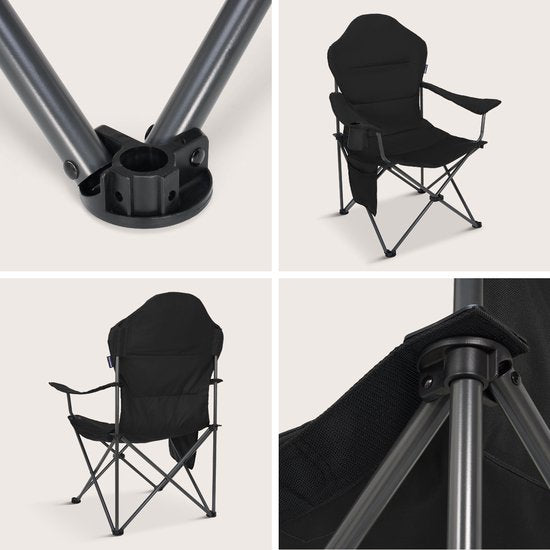 TRVLMORE Campingstühle XXL - klappbar - 2er-Pack - 160KG Tragkraft - Inkl. Tragetasche - Klappstuhl - Angelstuhl - Campingstuhl - Klappstuhl - Schwarz