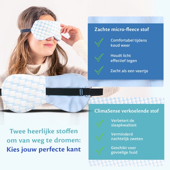 EL-Life - Schlafmaske mit Kühlfunktion – Samt, verstellbar – für erholsamen Schlaf