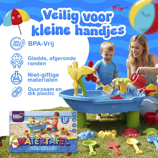 KidzKraze® Wassertisch M - Outdoor-Spielzeug - Sinnesspielzeug - Aktivitätstisch - Wasserparcours - Sandtisch für Kinder - Wasserspieltisch-Spielzeug - inkl. Zubehör