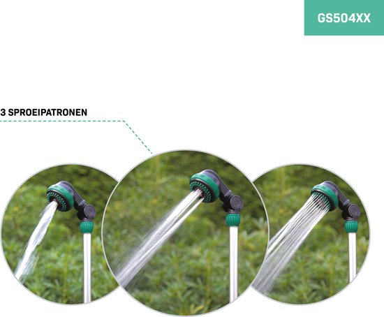 VONROC Sprühlanze / Gartendusche - 3 Sprühmodi - 180° verstellbarer Sprühkopf - inkl. Halter und Gurte