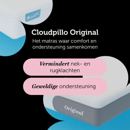 Cloudpillo Original Matratze - 90x210 - Adaptive Stützschicht - 4-lagig - Ultimativer Komfort - Waschbar