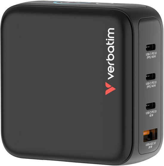 Verbatim Mini-GaN-Ladegerät 140 W mit Display