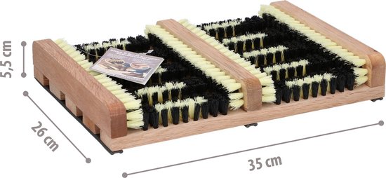 Fußbürste mit Bürsten - für Stiefel und Schuhe - Holz - Anti-Rutsch