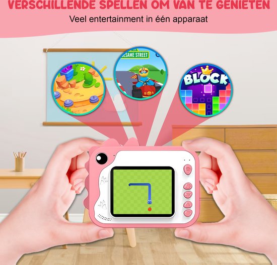 K&L® 3 IN 1 Digitale Kinderkamera + Sofortdruck + Spielkamera - 32GB micro sd Karte - Kamera Kinder - Vlog Kamera mit Spielen - Fotokamera für Kinder - Kleines Spielzeug - Mit Videofunktion - Pink