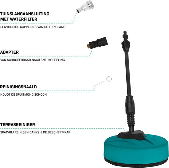 VONROC Hochdruckreiniger V24-2 - 2400W - 180 bar - Inkl. Terrassenreiniger, Schaumdüse und Zubehör