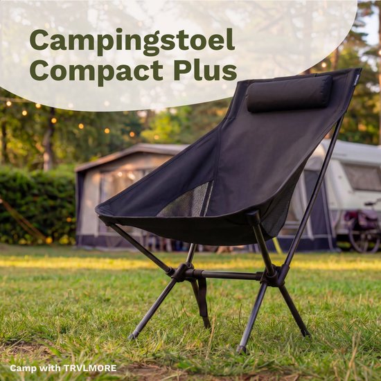 TRVLMORE Campingstuhl - faltbar - 120KG Tragkraft - Inkl. Tragetasche - Klappstuhl - Angelstuhl - Campingstuhl - Klappstuhl - Grau