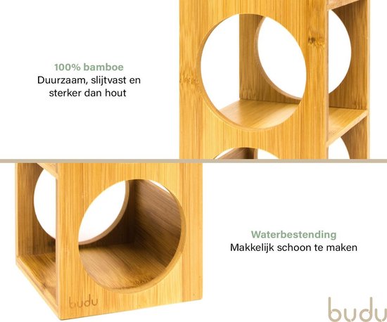 Budu Weinregal - Bambus - 5 Flaschen - 53 x 14 x 12 cm - Erweiterbar - Braun