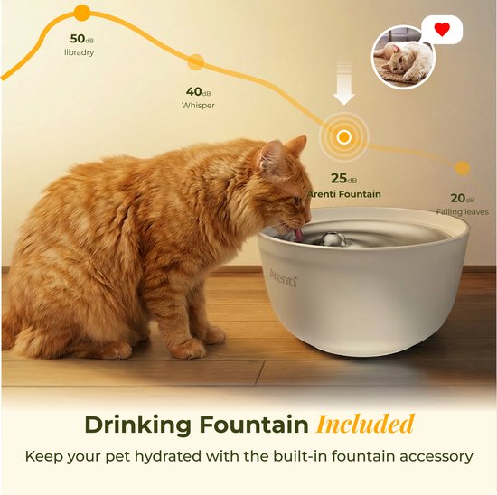 Arenti Petfeeder2 Automatischer Futterautomat 4 l mit beweglicher Kamera – 3-l-Trinkbrunnen – für Katzen und Hunde – intelligenter Futterautomat mit Kamera – 3 MP (2K) mit Nachtsicht – Zwei-Wege-Audio – Automatischer Futterspender mit App – Dualband-WLAN