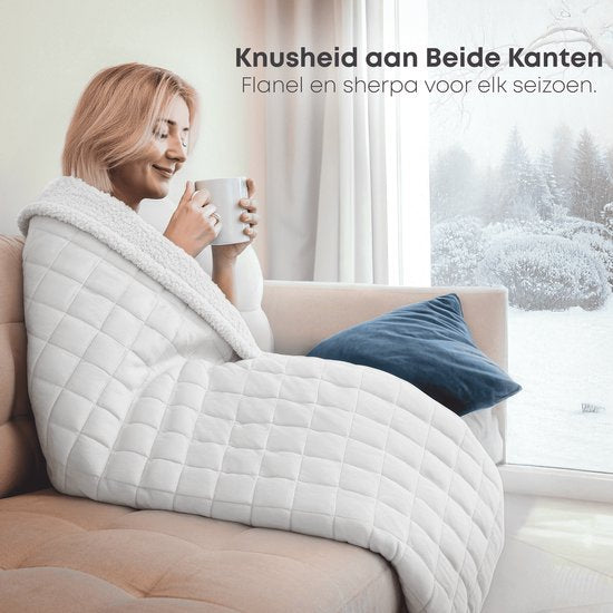 CozySense® Gewichtsdecke 6 kg - Gewichtsdecke - Gewichtsdecke - GLASS-Flow® Druckverteilung - 135x200 - Flanell Samt & Sherpa - Hypoallergen - Weiß
