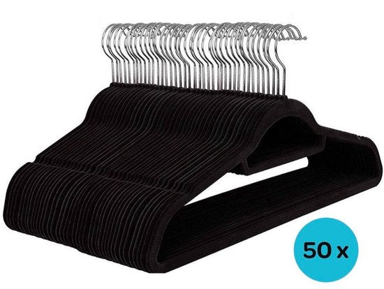 Ceruzo Kleiderbügel Schwarz - 50 - Anti-Rutsch - Drehhaken