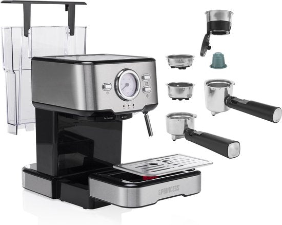 Kaffeemaschine - Princess 249412 Espressomaschinen für gemahlenen Kaffee - Mit Milchaufschäumer für Cappucino und Latte Macchiato - 2 Tassen - Verbraucherverband Best Buy