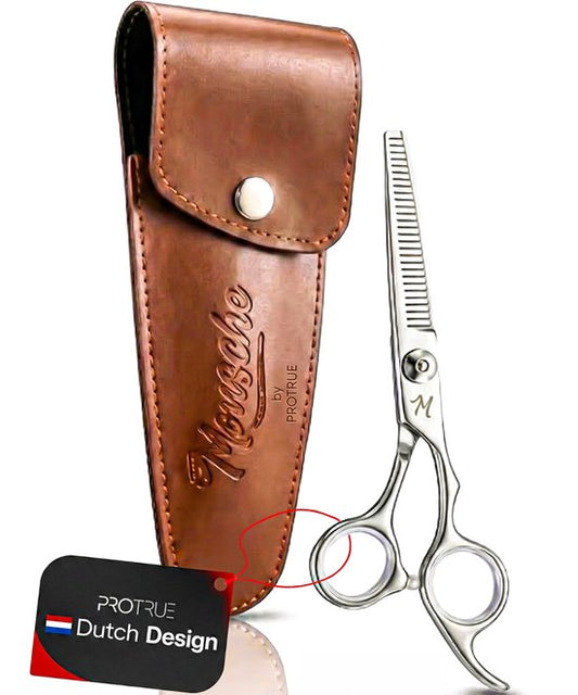 ProTrue Ausdünnungsschere Friseur mit Lederetui - Edelstahl Effileer Schere - Coupe Schere