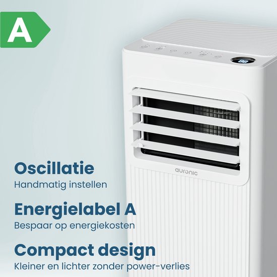 Auronic Mobile Air Conditioner - 9.000 BTU - 3-in-1 - Klimaanlage mit 2 Fensterdichtungs-Kits - Ventilator - Luftentfeuchter - kühlt bis zu 25m² - Weiß