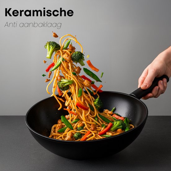 Savore Kitchen Wokpfanne Ø 28 cm - Induktion - PFAS frei - Keramische Antihaftbeschichtung - Wokpfanne - Wokpfannen
