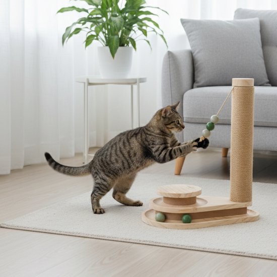Von Cee Cee Kratzbaum - Kratzbaum für Katzen - Katzenkratzbaum - Katzenspielzeug aus Holz - Ideal für mehrere Katzen - 38x24.5x47.5cm - Noa