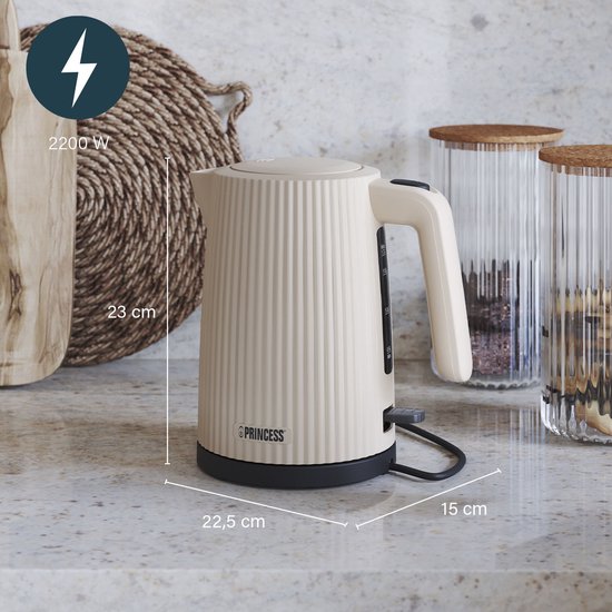 Princess Wasserkocher Wave 236048 - Retro - 1,7 Liter - 2200W - Beige