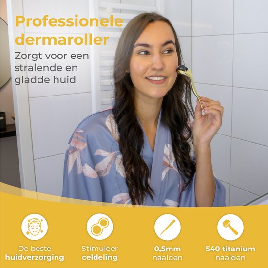 Nuvance - Dermaroller - 540 Mikronadeln von 0,5mm - Inkl. eBook - Derma Roller für die Hautpflege - Bartroller für Haarwuchs - Steril verpackt